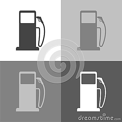 Vector set icon of a gas station, gasoline, petrol, benzine, ga Vector Illustration