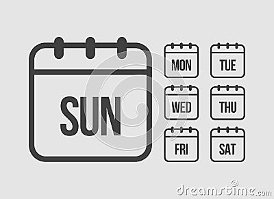 Vector set icon page calendar, days of the week Vector Illustration