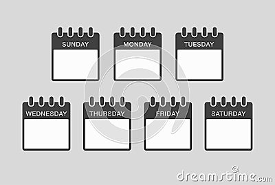 Vector set icon page calendar, days of the week Vector Illustration