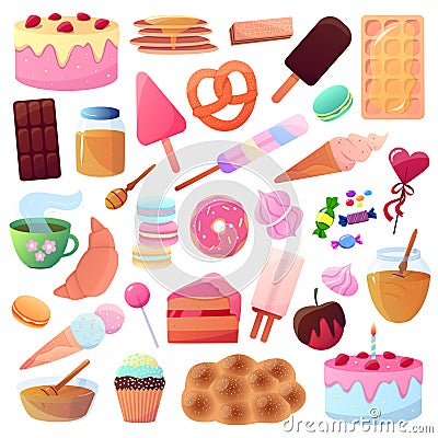 Vector set of illustrations of sweet food Vector Illustration