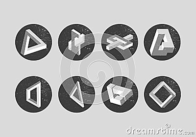 Vector set of impossible objects. Geometric shapes Vector Illustration