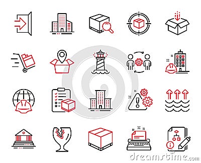 Vector Set of Industrial icons related to Algorithm, University campus and Buildings. Vector Vector Illustration