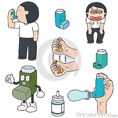 Vector set of inhalation medicine Vector Illustration