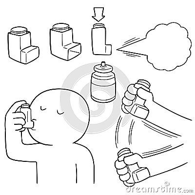 Vector set of inhalation medicines Vector Illustration