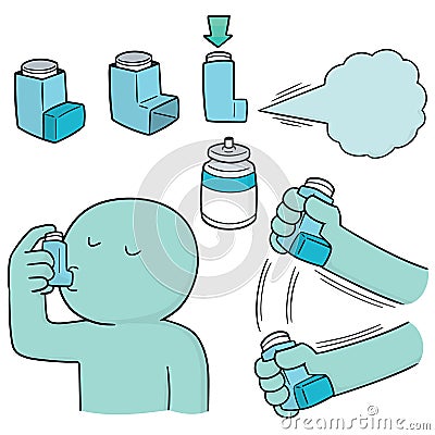 Vector set of inhalation medicines Vector Illustration