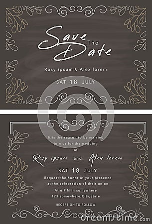 Vector set of invitation cards with elements Wedding collection Vector Illustration