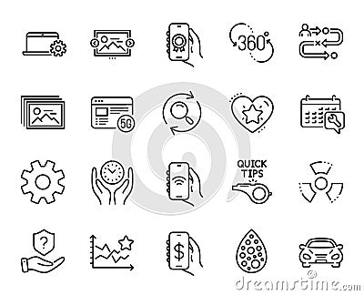 Vector set of Journey path, Notebook service and Artificial colors line icons set. Vector Vector Illustration