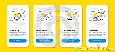 Vector set of Keywords, Checkbox and Rejected payment line icons set. Vector Vector Illustration