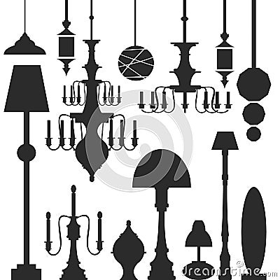 Vector set of lamps and chandeliers Vector Illustration