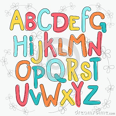 Vector set of letters, with a rough hand contour Cartoon Illustration