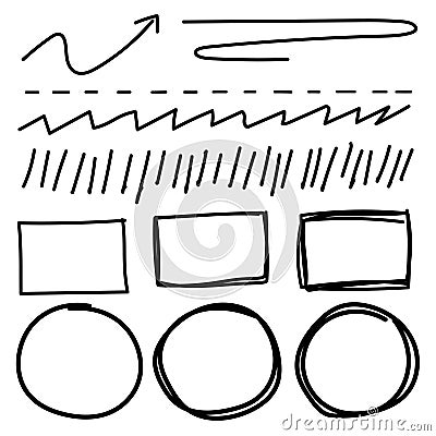 Vector set of line grunge brushes textures. Vector Illustration