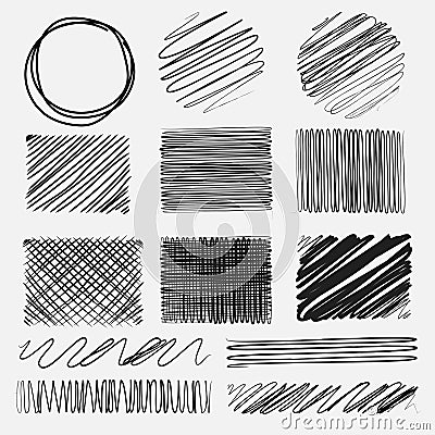 Vector set of line grunge brushes textures. Vector Illustration