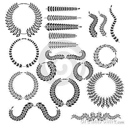 Vector set of linear wreaths - design elements for invitations a Vector Illustration