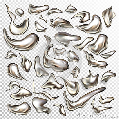 Vector set of liquid metal abstract drops Vector Illustration