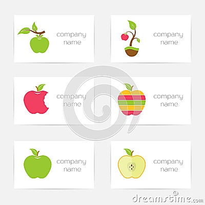 Vector set of logos of apples Stock Photo