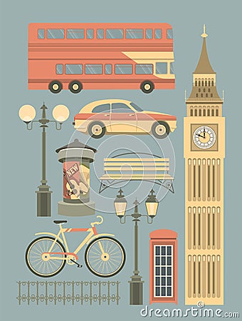 Vector Set of London Symbols Vector Illustration