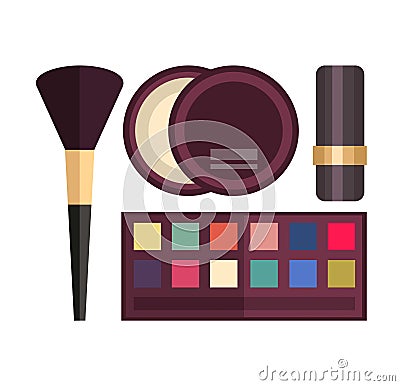 Vector set make up brushes and beauty fashion cosmetic icon. Vector Illustration