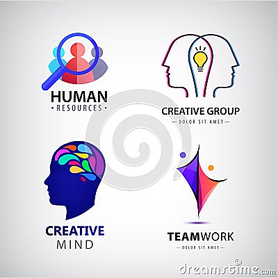 Vector set of man logo, creative group, hr Vector Illustration