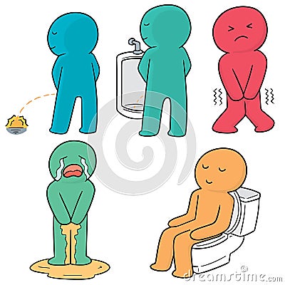 Vector set of man peeing Vector Illustration