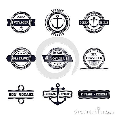 Vector set of marine style labels Stock Photo