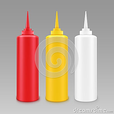 Vector Set of Mayonnaise Ketchup Bottle Vector Illustration