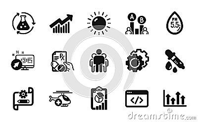 Vector set of Medical helicopter, Demand curve and Group icons simple set. Vector Vector Illustration