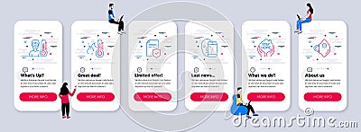 Vector Set of Medical icons related to Stay home, High thermometer and Insurance policy. Vector Vector Illustration