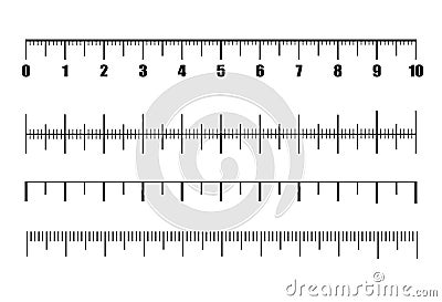 Vector set of metric rulers in flat style. Ruler scale measure or length measurement scale chart Vector Illustration