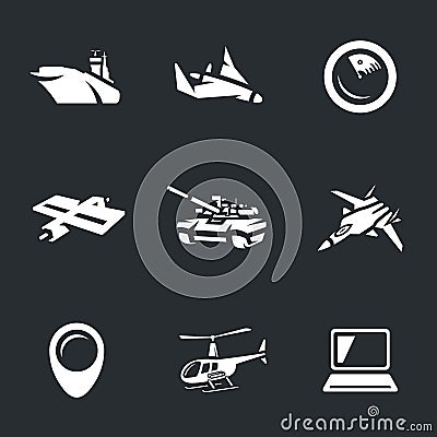 Vector Set of Military Icons. Vector Illustration
