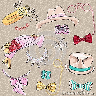 Vector set millinery and accessories Vector Illustration