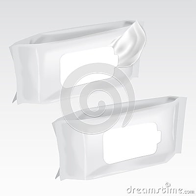 Vector set of mockup of wet wipe flow, pack with realistic transparent shadows.Illustration ready to use Vector Illustration
