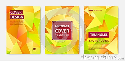 Vector set of modern cover design templates. Geometric facet shapes, abstract geometric flyers, annual reports, pages Vector Illustration