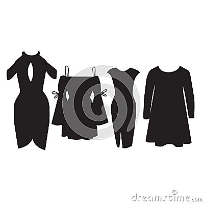 Vector set of modern dresses for women. Vector Illustration