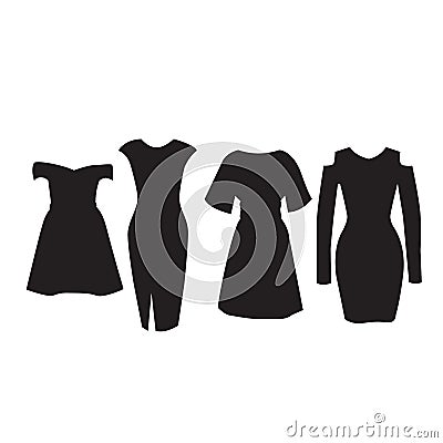 Vector set of modern dresses for women. Vector Illustration