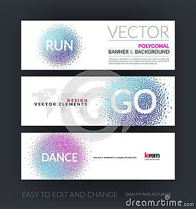 Vector set of modern horizontal website banners with dance and r Vector Illustration