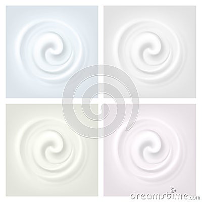 Vector Set of Multicolored Swirl Cream Texture Backgrounds Vector Illustration