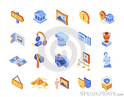 Vector Set of museum colorful icons Vector Illustration