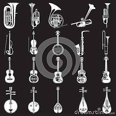 Vector set of musical instruments templates in flat style Vector Illustration
