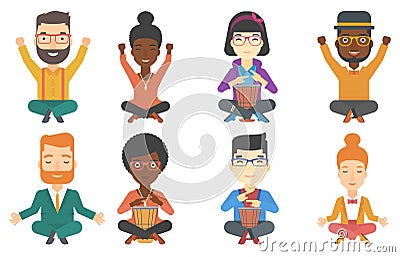 Vector set of musicians and business characters. Vector Illustration