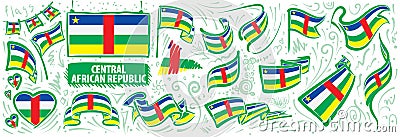 Vector set of the national flag of Central African Republic Vector Illustration