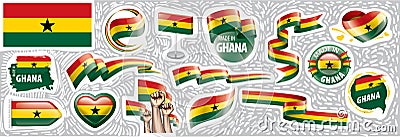 Vector set of the national flag of Ghana in various creative designs Vector Illustration