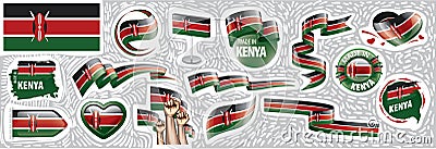 Vector set of the national flag of Kenya in various creative designs Vector Illustration