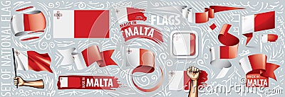 Vector set of the national flag of Malta in various creative designs Vector Illustration