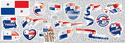 Vector set of the national flag of Panama in various creative designs Vector Illustration