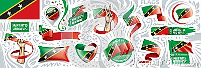 Vector set of the national flag of Saint Kitts and Nevis Vector Illustration