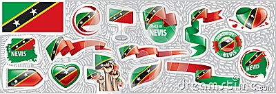 Vector set of the national flag of Saint Kitts and Nevis Vector Illustration