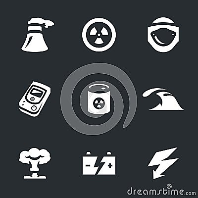 Vector Set of Nuclear power Icons. Vector Illustration