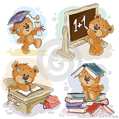 Vector set of numbers with a fun teddy bear Vector Illustration