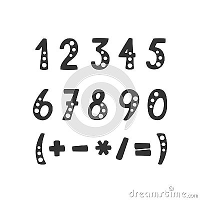 Vector set of numbers and mathematical symbols Vector Illustration