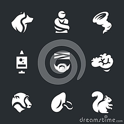 Vector Set of Nuthouse Icons. Vector Illustration